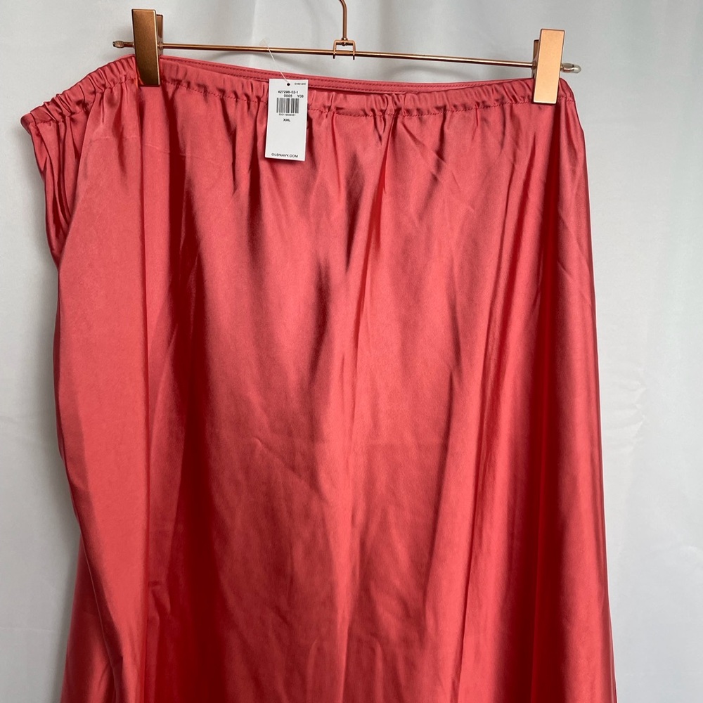 NWT Romantic Clean Girl 90s Minimalist Calypso Coral Satin Midi Slip Skirt XXL - Picture 5 of 9